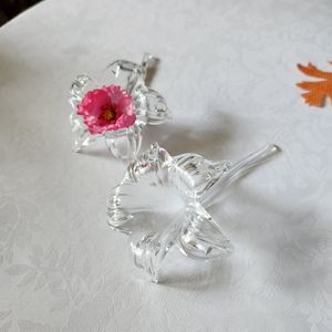 Set of 2 Vintage Flower Lay Down Vases